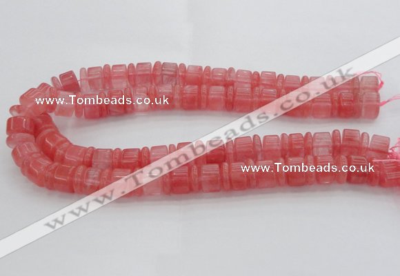 CRB252 15.5 inches 5*14mm - 10*14mm rondelle cherry quartz beads