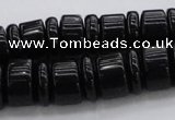 CRB254 15.5 inches 5*14mm - 10*14mm rondelle black agate beads