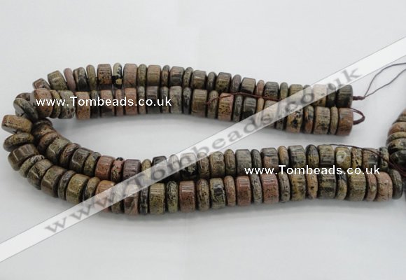 CRB255 15.5 inches 5*16mm - 8*16mm rondelle yellow artistic jasper beads