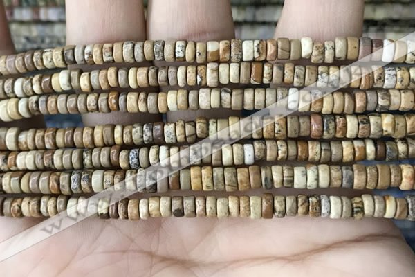 CRB2568 15.5 inches 2*4mm heishi picture jasper beads wholesale