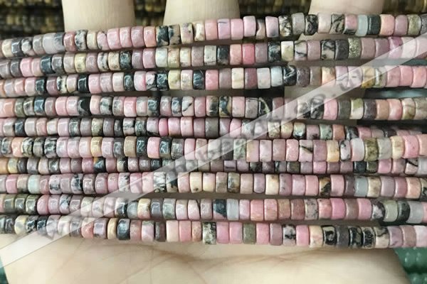 CRB2572 15.5 inches 2*4mm heishi rhodonite beads wholesale