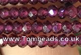 CRB2600 15.5 inches 2*3mm faceted rondelle red garnet beads