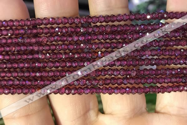 CRB2600 15.5 inches 2*3mm faceted rondelle red garnet beads