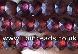 CRB2602 15.5 inches 3*4mm faceted rondelle red garnet beads