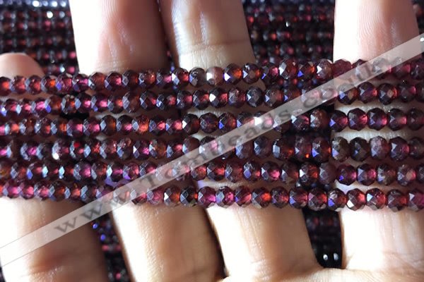 CRB2602 15.5 inches 3*4mm faceted rondelle red garnet beads