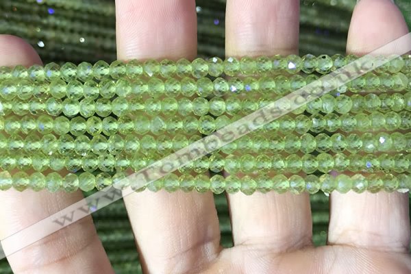 CRB2638 15.5 inches 3*4mm faceted rondelle peridot gemstone beads