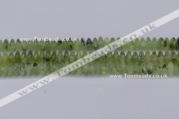 CRB265 15.5 inches 5*12mm rondelle green rutilated quartz beads