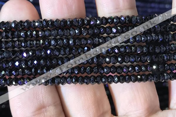 CRB2650 15.5 inches 2*3mm faceted rondelle black spinel beads