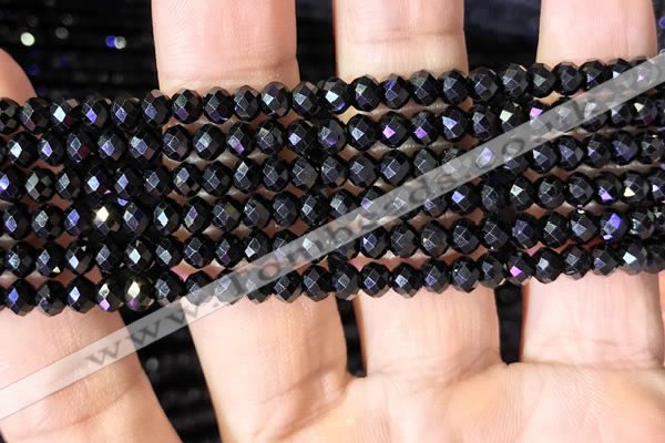 CRB2651 15.5 inches 3*4mm faceted rondelle black spinel beads