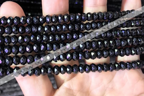 CRB2652 15.5 inches 3.5*5mm faceted rondelle black spinel beads