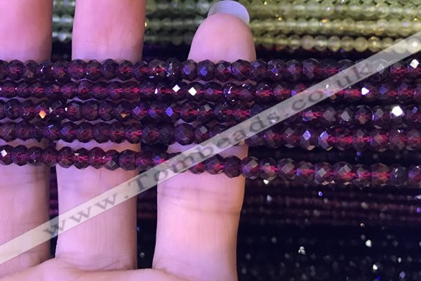 CRB2667 15.5 inches 3*4mm faceted rondelle red garnet beads