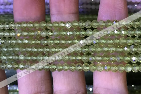 CRB2668 15.5 inches 3*4mm faceted rondelle peridot beads