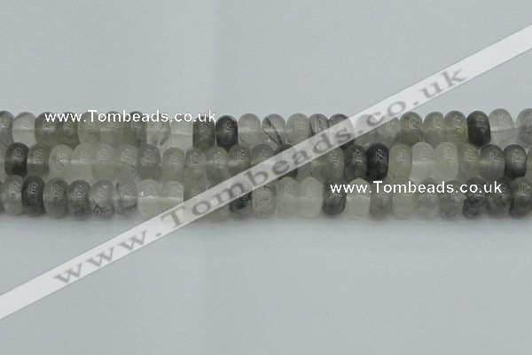 CRB2807 15.5 inches 6*10mm rondelle cloudy quartz beads wholesale