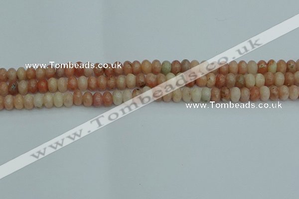 CRB2840 15.5 inches 4*6mm rondelle red plum blossom jade beads