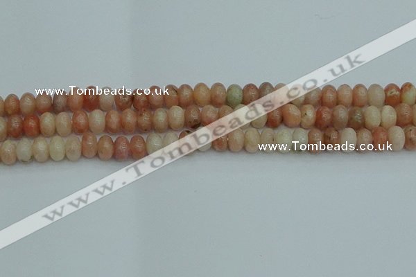 CRB2842 15.5 inches 6*10mm rondelle red plum blossom jade beads