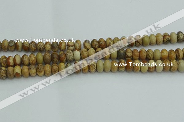 CRB2857 15.5 inches 6*10mm rondelle picture jasper beads