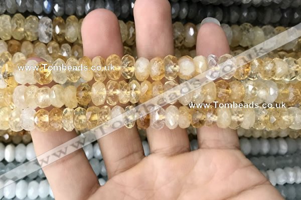 CRB3013 15.5 inches 6*10mm faceted rondelle citrine beads