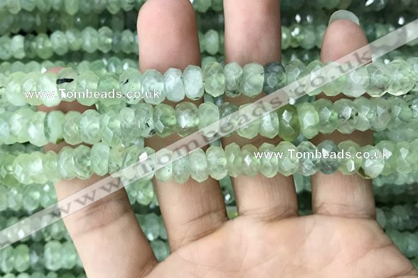 CRB3016 15.5 inches 6*10mm faceted rondelle prehnite beads