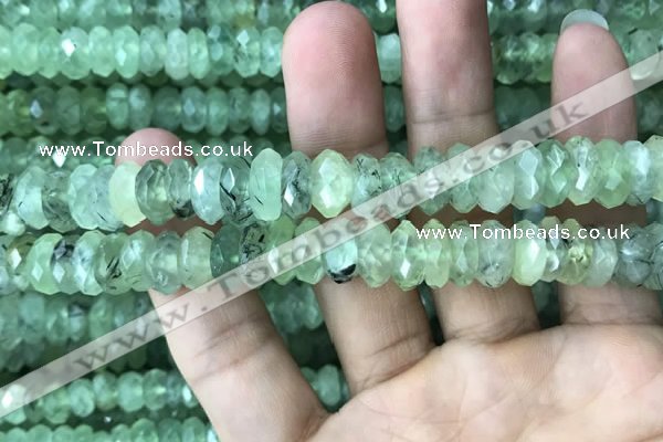 CRB3017 15.5 inches 6*12mm faceted rondelle prehnite beads