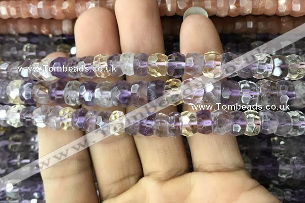 CRB3019 15.5 inches 6*8mm faceted rondelle ametrine beads