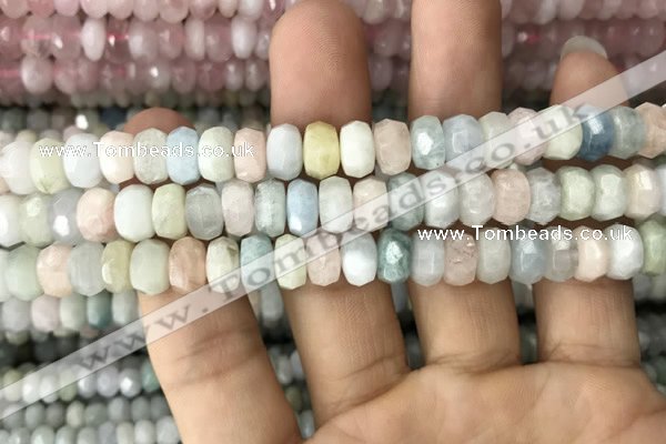 CRB3025 15.5 inches 6*9mm faceted rondelle morganite beads