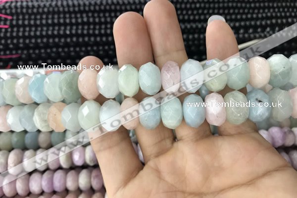 CRB3027 15.5 inches 8*14mm faceted rondelle morganite beads