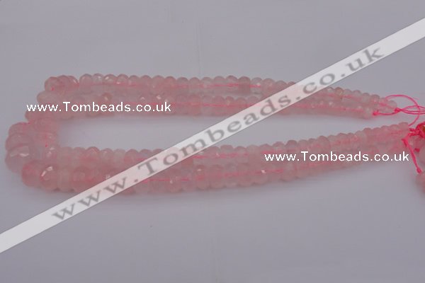 CRB304 15.5 inches 5*8mm - 10*14mm faceted rondelle rose quartz beads