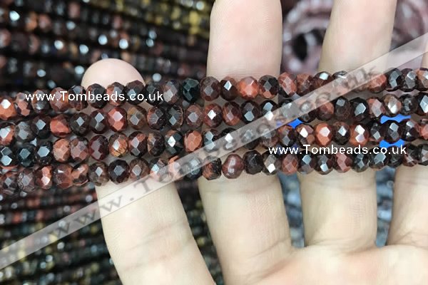 CRB3042 15.5 inches 4*6mm faceted rondelle red tiger eye beads