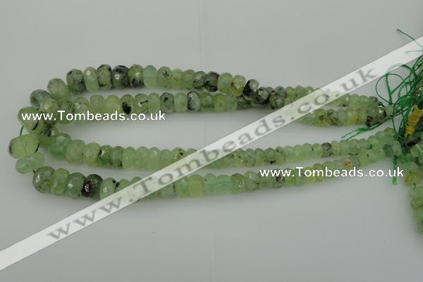 CRB305 5*8mm - 10*14mm faceted rondelle green rutilated quartz beads