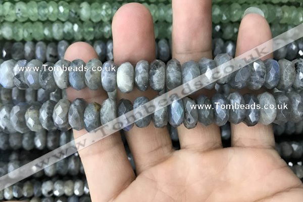 CRB3051 15.5 inches 6*12mm faceted rondelle labradorite beads