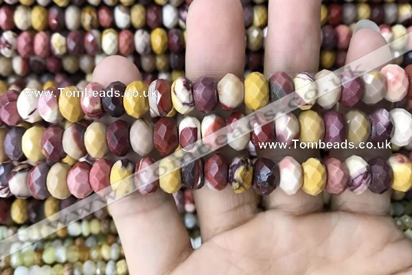 CRB3055 15.5 inches 6*10mm faceted rondelle mookaite beads