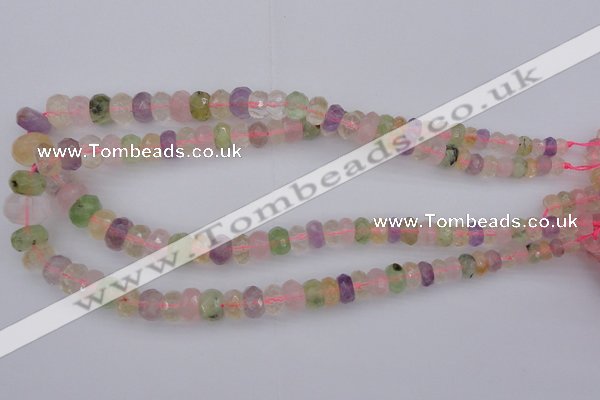 CRB306 5*8mm - 10*14mm faceted rondelle multicolor quartz beads