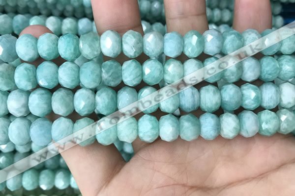 CRB3073 15.5 inches 7*10mm faceted rondelle amazonite gemstone beads