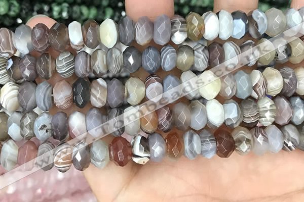 CRB3074 5*8mm - 4*9mm faceted rondelle Botswana agate beads