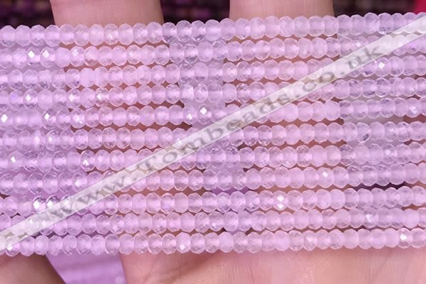 CRB3101 15.5 inches 2*3mm faceted rondelle tiny rose quartz beads