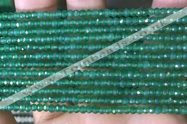 CRB3127 15.5 inches 2*3mm faceted rondelle tiny green agate beads