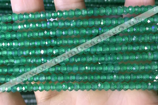 CRB3171 15.5 inches 2.5*4mm faceted rondelle tiny green agate beads