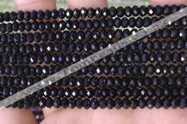 CRB3180 15.5 inches 2.5*4mm faceted rondelle tiny black spinel beads