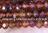 CRB3186 15.5 inches 3*5mm faceted rondelle tiny orange garnet beads