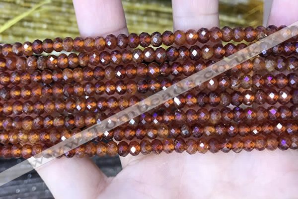 CRB3186 15.5 inches 3*5mm faceted rondelle tiny orange garnet beads