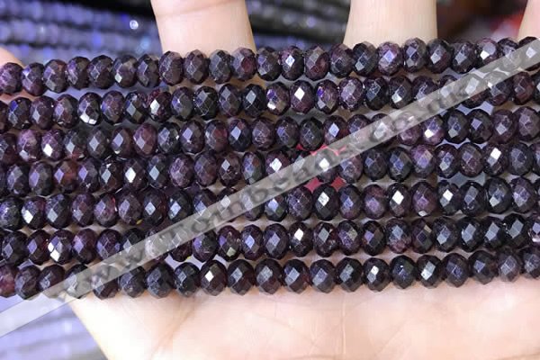 CRB3191 15.5 inches 4*6mm faceted rondelle tiny red garnet beads