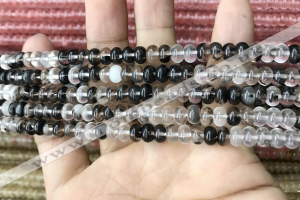 CRB4033 15.5 inches 4*6mm rondelle black watermelon beads wholesale