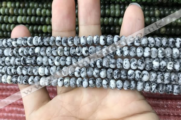 CRB4047 15.5 inches 4*6mm rondelle black & white spot stone beads