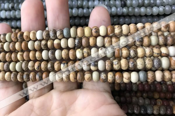 CRB4051 15.5 inches 4*6mm rondelle picture jasper beads wholesale