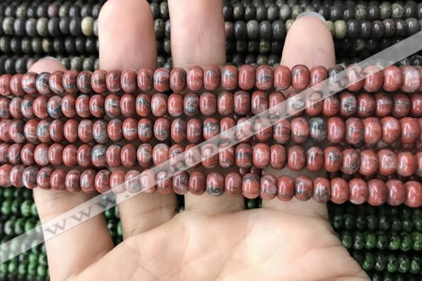 CRB4055 15.5 inches 4*6mm rondelle red sesame jasper beads wholesale