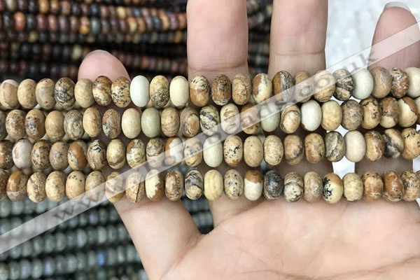 CRB4073 15.5 inches 5*8mm rondelle picture jasper beads wholesale