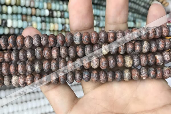 CRB4074 15.5 inches 5*8mm rondelle leopard skin jasper beads wholesale