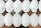 CRB4113 15.5 inches 5*8mm faceted rondelle white porcelain beads