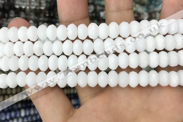 CRB4113 15.5 inches 5*8mm faceted rondelle white porcelain beads