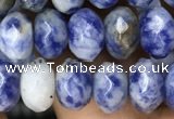 CRB4115 15.5 inches 5*8mm faceted rondelle blue spot stone beads